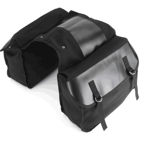 High Capacity Motorcycle Touring Saddle Bag Black Canvas Waterproof Panniers Motorbike Luggage 1PC ► Photo 1/5