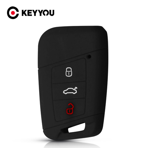 KEYYOU Car Remote Silicone Key Case Flip For 2016 2017 VW Volkswagen Passat B8 Skoda Superb A7 Key Cover Fob Protector Shell ► Photo 1/6