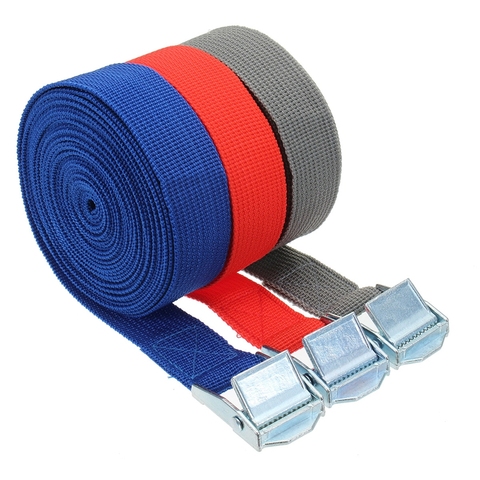 5m x 25mm Car Tension Rope Tie Down Strap Strong Ratchet Belt Luggage Bag Cargo Lashing With Rope Tensioner Metal Buckle Tow ► Photo 1/6