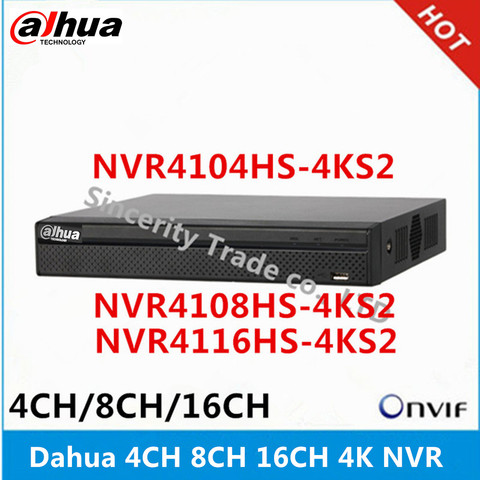 Dahua 4k NVR NVR4104HS-4KS2 4CH & NVR4108HS-4KS2 8CH & NVR4116HS-4KS2 16ch without POE Network Video Recorder ► Photo 1/3