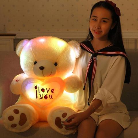 Cute Lovely I Love You Pattern Glow Light Up Soft Plush Bear Stuffed Toy Gift ► Photo 1/5