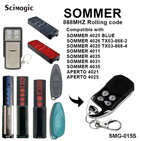 SOMMER 4026 TX03-868-2, 4020 TX03-868-4, 4025, 4011, 4031, 4035 APERTO Compatible Garage Door Remote Control 868.35MHz ► Photo 1/6