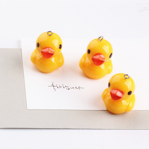 10pcs Cute Yellow Duck Resin Earring Charms Diy Findings Kawaii 3D Phone Keychain Bracelets Pendant For Jewelry Making F471 ► Photo 1/6