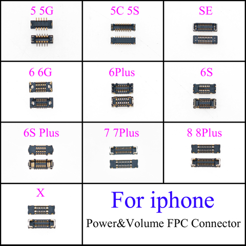 On Motherboard Mainboard Power&Volume FPC Connector Port Dock Plug For iPhone 5 5G SE 5S 5C 6 6G 6P 6S 6SP 7 7Plus 8 8Plus X ► Photo 1/1