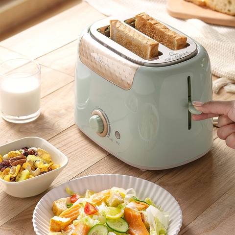 Wide bread slots green color toaster anti bread pinch dead breadfast 2pcs bread toaster ► Photo 1/3