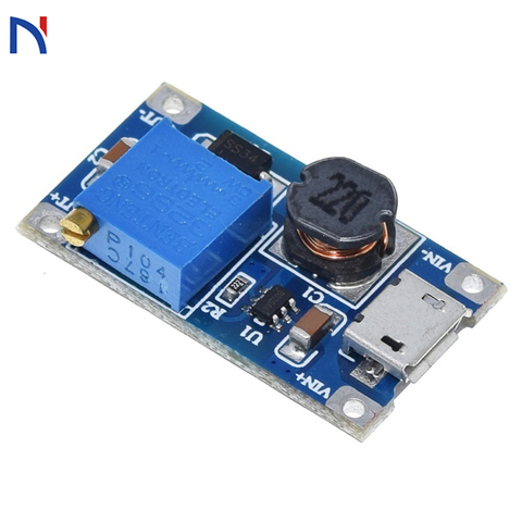 MT3608 DC-DC Adjustable Boost Module 2A DC DC Boost Step Up Convert with Micro USB 2V-24V to 5V 9V 12V 28V Power Module Booster ► Photo 1/1