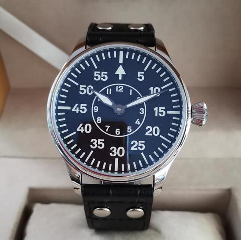 GEERVO No logo pilot 44mm Manual mechanical men's Watch No second hand C3 Super luminous Seagull ST3600 movement G113 ► Photo 1/5