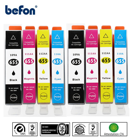 befon Compatible HP 655 655XL Ink Cartridge Replacement for HP655 Deskjet 3525 5525 4615 4625 4525 6520 6525 6625 Printer ► Photo 1/6