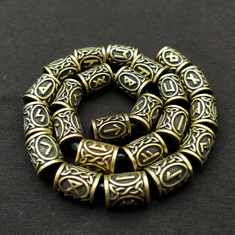 1Pcs Norse Runes Letter Beard Hair Beads For Jewelry Making Diy Craft Supplies Bead Charms For Bracelets Viking Accessories ► Photo 1/6