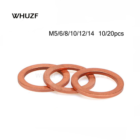 10/20PCS Solid Copper Washer Flat Ring Gasket Sump Plug Oil Seal Fittings M5 M6 M8 M10 M12 M14 Fastener Hardware Accessories ► Photo 1/5