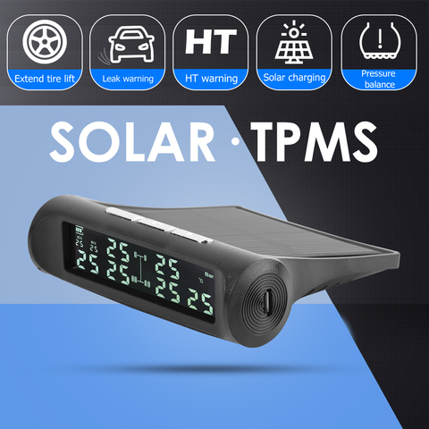 AN-07 Solar Truck TPMS LCD Display 6-Wheel Tire Pressure Monitoring Alarm System for Truck RV Touring Car ► Photo 1/6