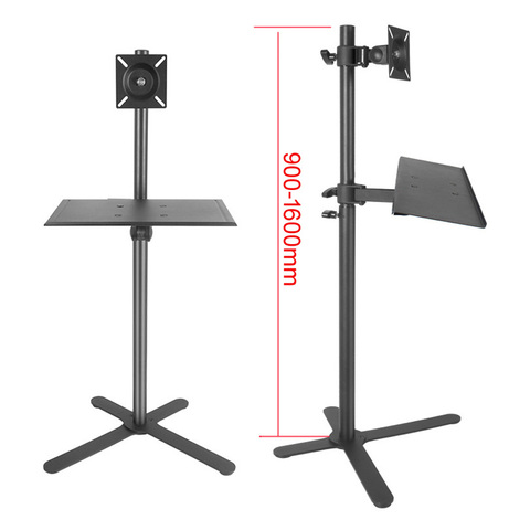 2022 DL-ST03H X Shape base big height adjustable120cm 100cm workstation monitor floor stand +keyboard tray laptop tray holder ► Photo 1/1