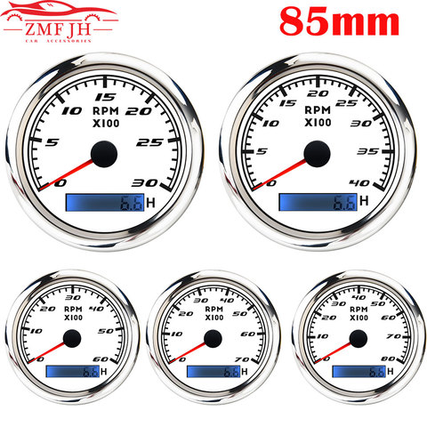 Waterproof Car Boat Tachometer Gauge 3000,4000,6000,7000,8000RPM Marine Tacho Meter with Hourmeter 85mm Tacho meter Toerenteller ► Photo 1/6