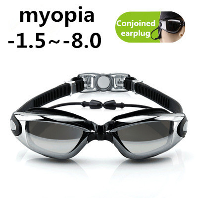 Professional Swimming Goggles swimming glasses with earplugs Nose clip Electroplate Waterproof Silicone myopia ► Photo 1/6