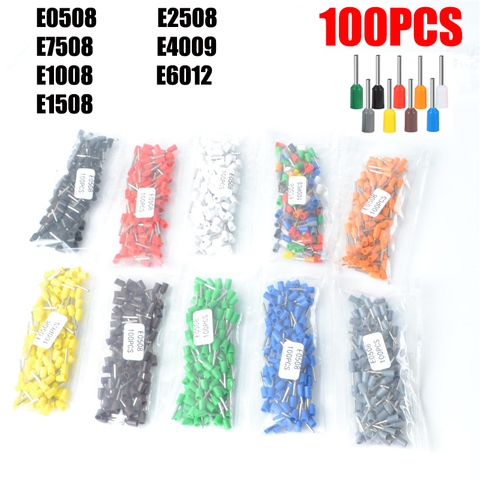 100 pieces/package E0508 E7508 E1008 E1508 E2508 insulated bushing junction box cable end wire connector crimping terminal ► Photo 1/6