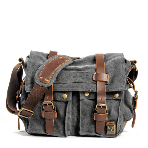 Male Laptop Briefcases Vintage Canvas Men's Women's Rucksack Travel Satchel Business Messenger bags for men Laptop Shoulder Bag ► Photo 1/6