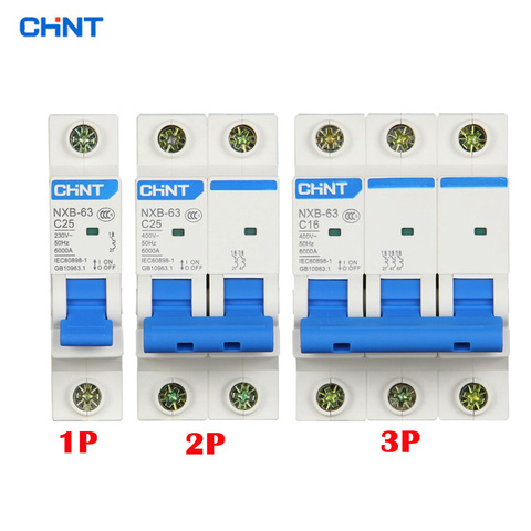 Circuit breaker  NXB-63 1P 2P 3P 4P 1A 2A 3A 6A 10A 16A 20A 25A 32A 40A 63A 230V 220V 50HZ Miniature MCB NEW DZ47 ► Photo 1/6