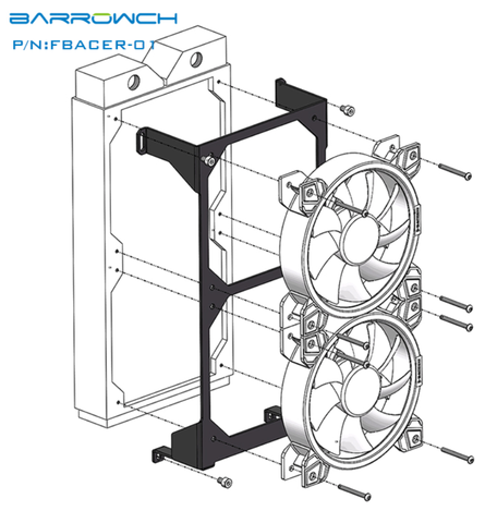 Barrowch FBACER-01, 240 Radiator Installation Module, For Mobula Modular Panel Case ► Photo 1/2