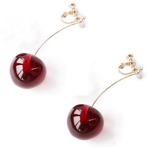 Clear Resin Cherry Earrings for Women Girl Gold Color Alloy Transparent Green Pink Purple Red Cherry Clip Earrings Party Jewelry ► Photo 1/1