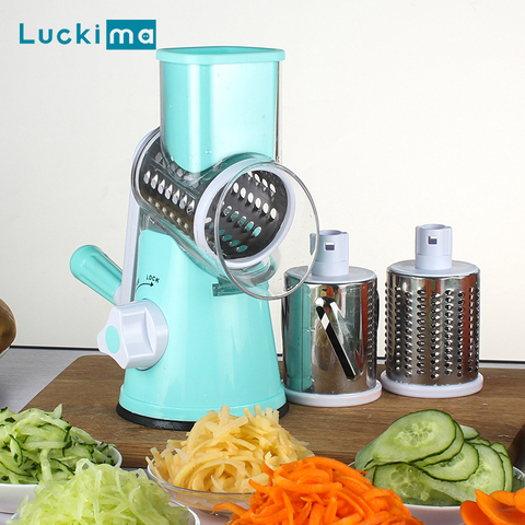 Vegetable Slicer Shredder Multifunctional Mandoline Carrot Potato peanut Garlic Spiralizer Grater with 3 Stainless Steel Blades ► Photo 1/6