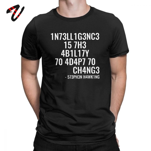 Men T Shirts Geek T-shirt Intelligence is The Ability to Adapt to Change Tee Shirt Birthday Gift Tops Luxury Cotton TShirt ► Photo 1/6