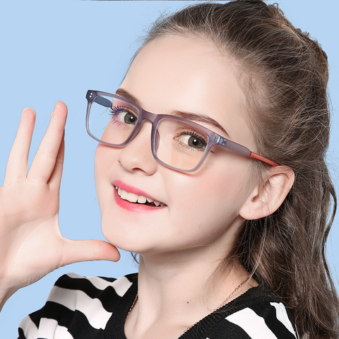 AIMISUV 2022 Blue Light Blocking Glasses Kids Fashion Flexible TR90 Frame Plain Computer Gaming Glasses Children Eyewear Girls ► Photo 1/6