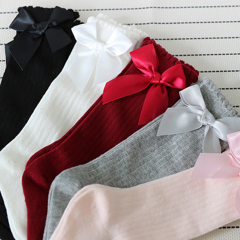 2022 Kids Socks Toddlers Girls Big Bow Knee High Long Soft Cotton Lace baby   kniekousen meisje ► Photo 1/6