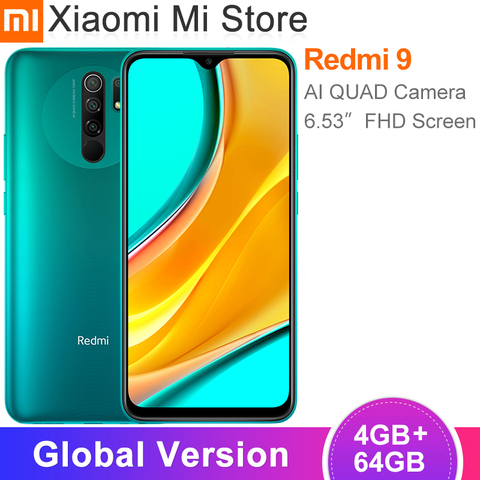 Global Version Xiaomi Redmi 9 Smartphone 4GB RAM 64GB ROM Helio G80 13MP+8MP Camera 6.53