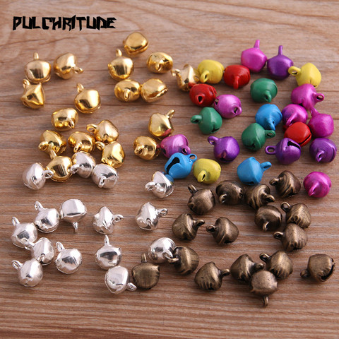 100 Pcs/Lot 6*8mm New Christmas Bells Mix Colors Loose Beads Small Jingle Bells Christmas Decoration Gift ► Photo 1/6