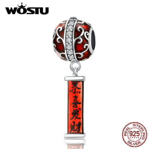 WOSTU 925 Sterling Silver Classical Lantern Red Beads Good Lucky Charms Fit Original Bracelet Pendant New Year Jewelry CTC134 ► Photo 1/6