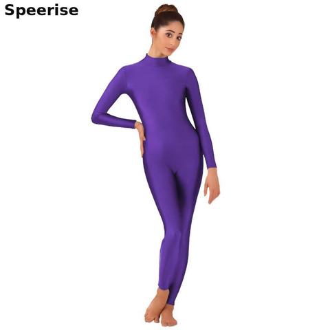 Women Lycra Spandex Unitard Long Sleeves Bodysuits Dance Clothes Biketard Cosplay Costumes Yoga Jumpsuits Suit Rear Zipper Adult ► Photo 1/6