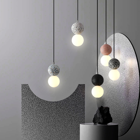 Ins LED Cement Pendant Lights Modern Decor Hanging Ceiling Lamps Retro Cafe Chandelier Lighting Bedroom Light Fixtures ► Photo 1/6