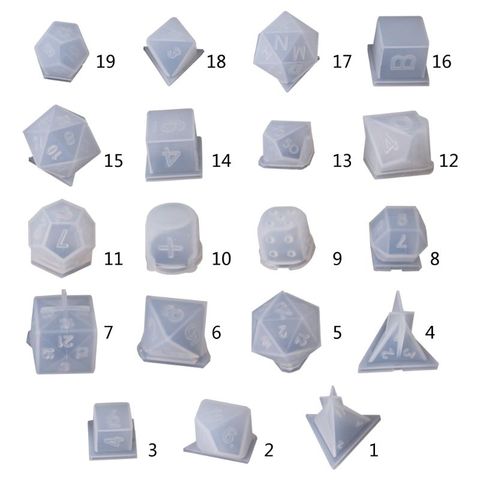 7Pcs DIY Dice Fillet Square Triangle Dice Epoxy Mold Digital Game