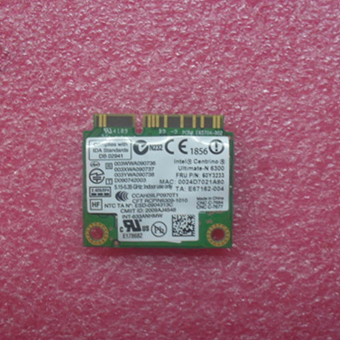 For Lenovo Thinkpad  X230 X220 T410 T420 T430 X201 6300 633ANHMW 6300AGN half Mini PCI-E 2.4G/5GHZ Wireless card FRU 60Y3233 ► Photo 1/2