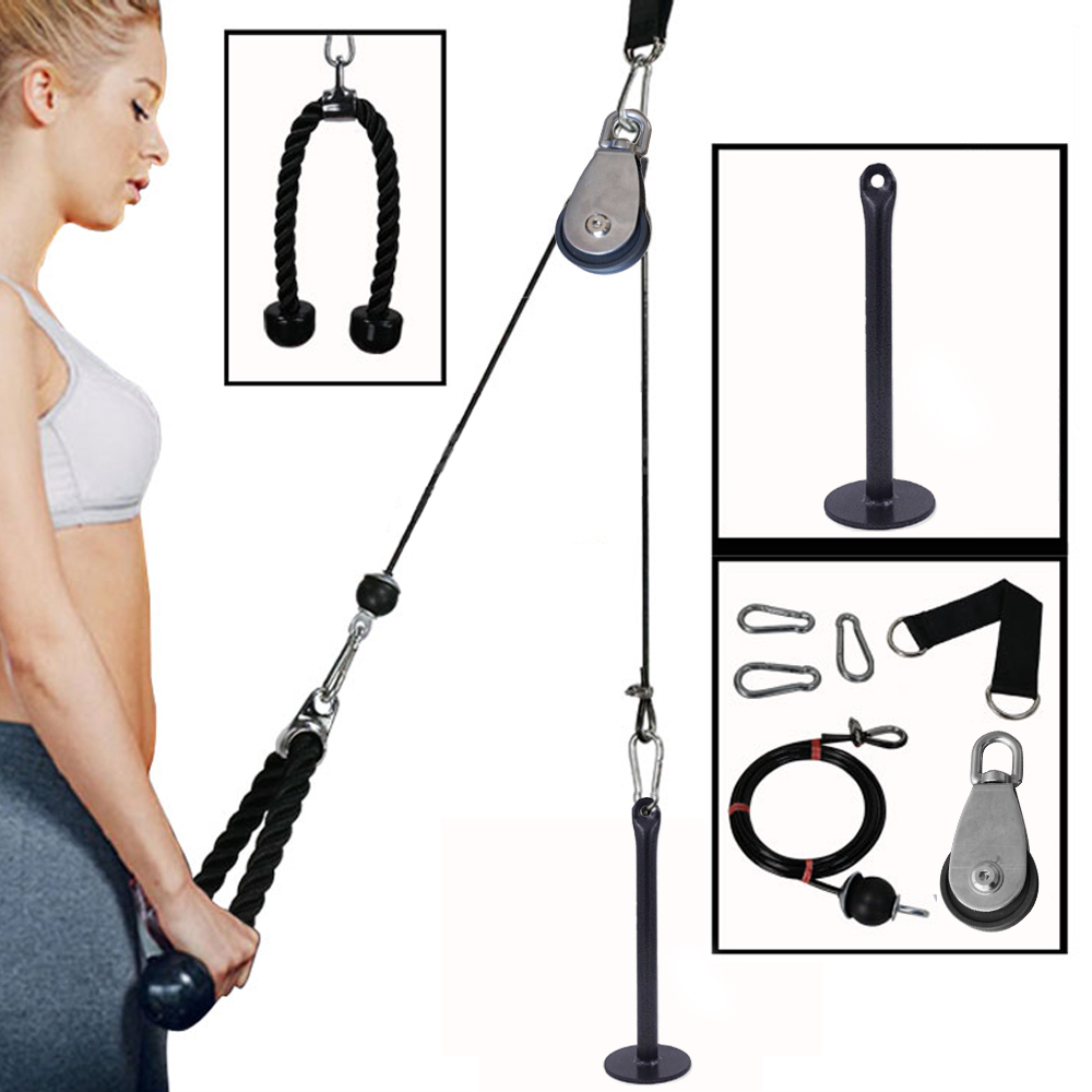 Fitness Pulley Cable System DIY Load Lifting Triceps Rope Workout Machine 