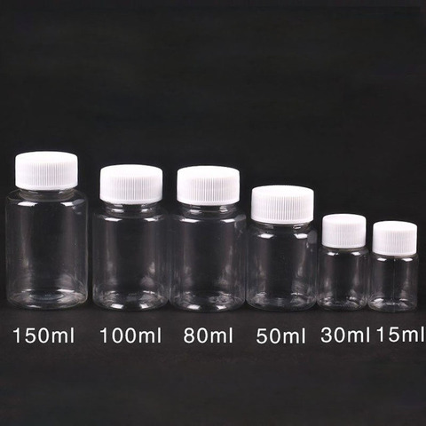 100PCS 15ml/20ml/30ml/100ml Plastic PET Clear Empty Seal Bottle Solid Powder Medicine Pill Vial Container Reagent Packing Bottle ► Photo 1/6
