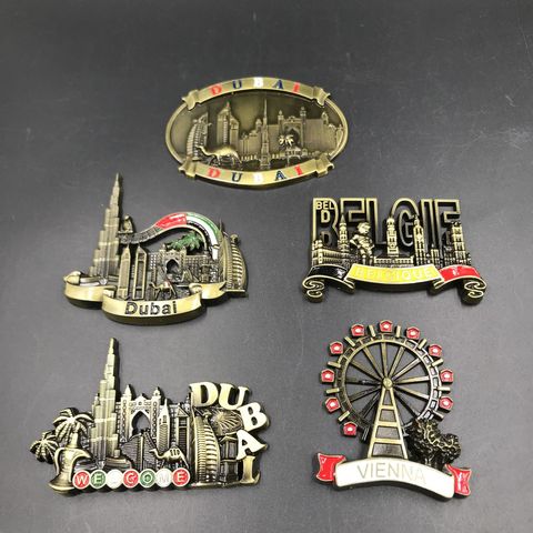 Dubai UAE Decorative Magnets Belgium Belgique Vienna Austria 3d Magnet Fridge Creative Metal Scenic Fridge Magnet Decor Souvenir ► Photo 1/6