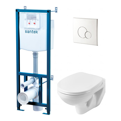 Toilet Bowls Santek 1023181 техпорт techport Home Improvement Bathroom Fixture  technique for restroom toilets Boreal suspension kit with microlift Clip Up + installation chrome button 1WH501544 ► Photo 1/4