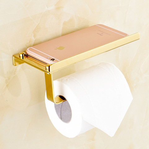 Bathroom Paper Phone Holder Shelf Stainless Steel Toilet Paper Holder Wall Mount Mobile Phones Towel Rack Bathroom Accessories ► Photo 1/6
