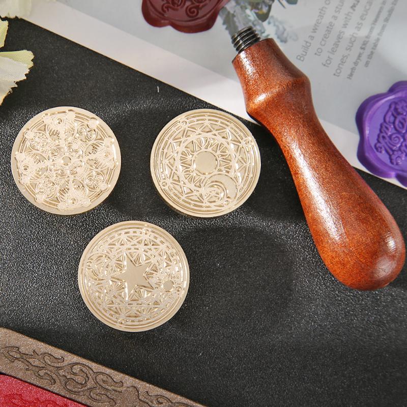 Retro Fire Painting Wax Sealing Stamp Set DIY Patterns for Envelopes Gift Cards 