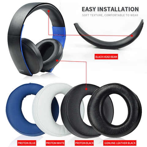 Original Black Ear Pad Cushion earmuff earpads For SONY gold Wireless PS3 PS4 7.1 Virtual Surround headset CECHYA-0083(L+R) ► Photo 1/6