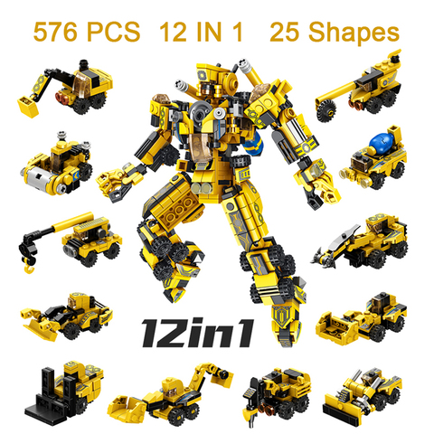 576PCS Boy Children's Building Blocks Set Truck Car Toys Kids Robot Bricks LegoINGLYS Educational Toys Mini engineering vehicle ► Photo 1/6