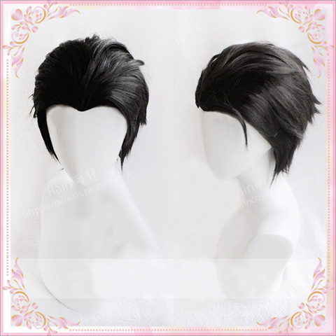 Anime YURI!!! on ICE Katsuki Yuri Short Black Slicked Back Heat Resistant Cosplay Costume Wig + Wig Cap ► Photo 1/3