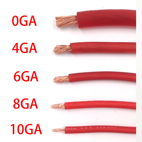 1m High quality International standards OFC Pure Copper Cable Car Audio Hi-Fi Power Cable  10GA 8GA 6GA 4GA 0GA Red Wire ► Photo 1/6