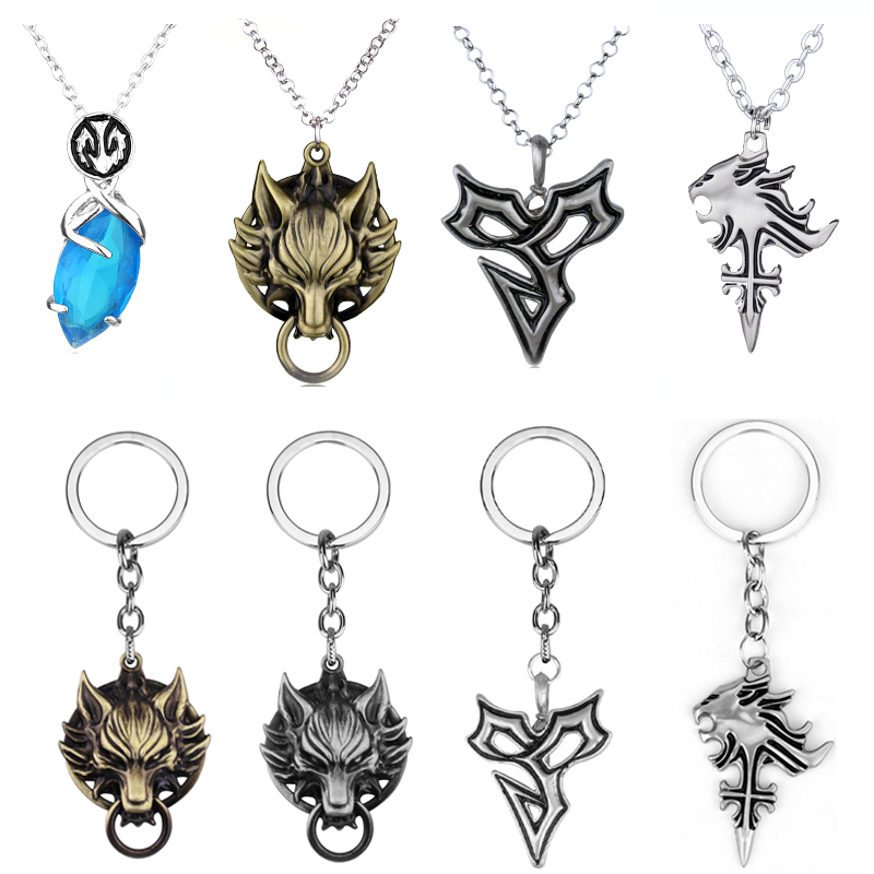 Final Fantasy Cloud Strife Wolf Head Logo Alloy Key Chains Keychain Keyring 