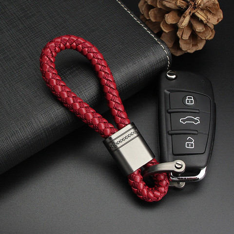 Hand Woven Leather Car Keyring Keychain Metal Key Ring Chain For Kia Cerato Sportage 4 Rio 2 Optima 2022 Key Holder Accessories ► Photo 1/6