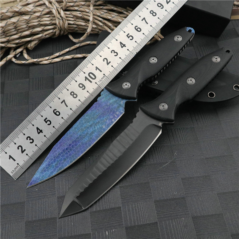 straight knife D2 steel fixed blades hunting knives survival EDC utility tool for outdoor tactical camping fishing self defense ► Photo 1/1