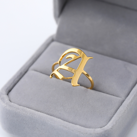 Vintage A-Z Initials Rings Old English Letters Adjustable Ring Stainless Steel Accessories Dropshipping Jewelry ► Photo 1/6