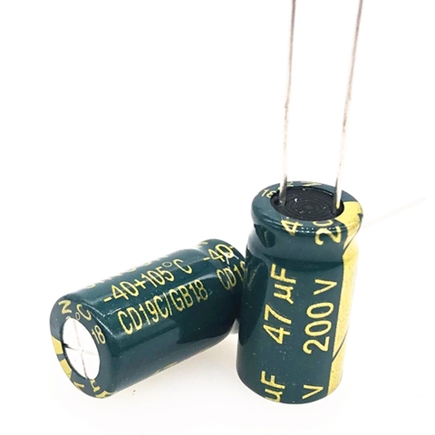 10pcs/lot 200V 47UF 10*20 20% RADIAL aluminum electrolytic capacitor 47000nf 20% ► Photo 1/1