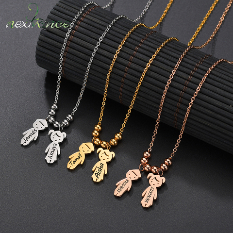 Nextvance Stainless Steel Name Date Child Baby Boy Girl Engrave Necklace Family Rose Gold Pendant for Birthday Memorial Gift ► Photo 1/6